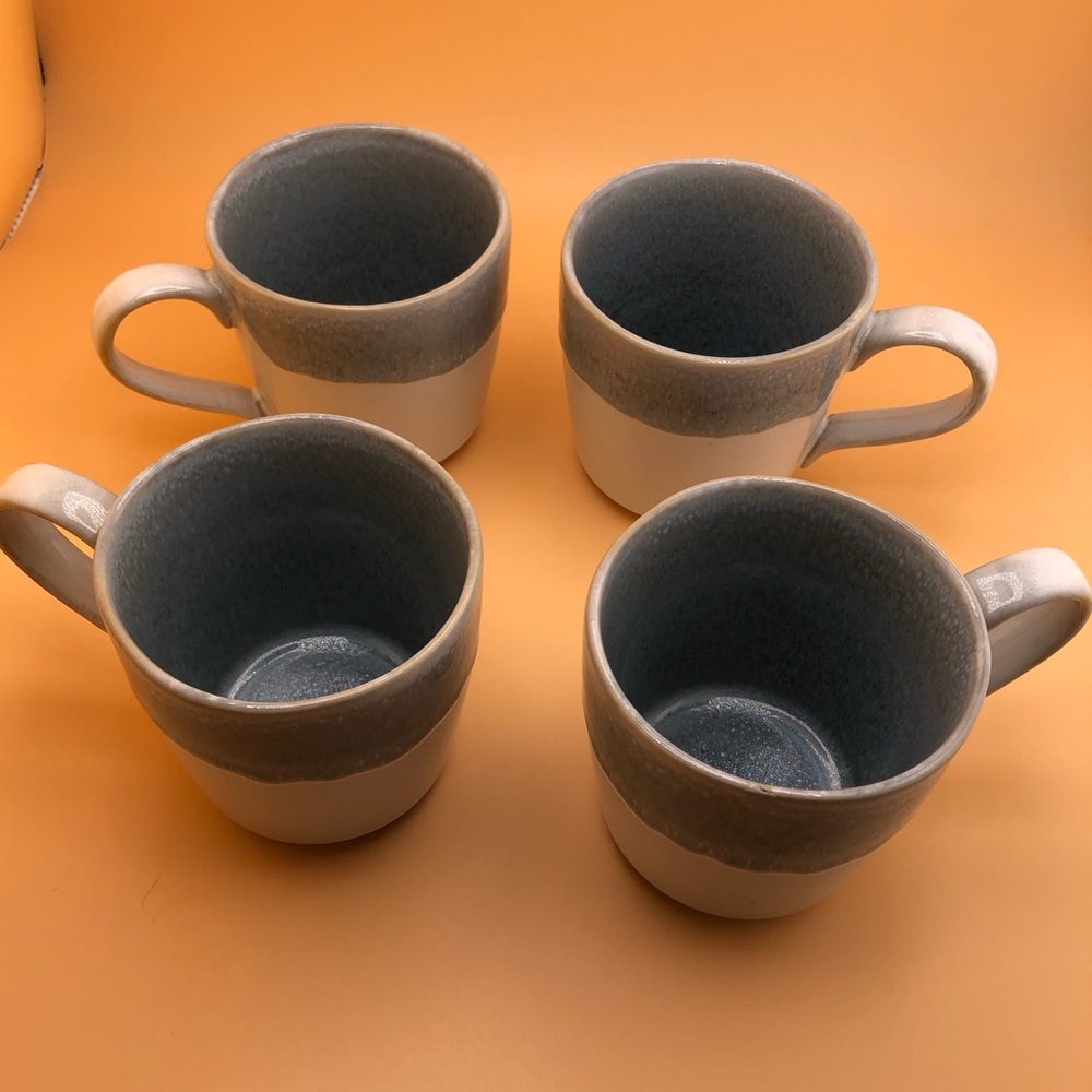 Elegant Gray Ceramic Mugs Set of 4, 14oz
